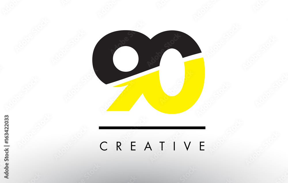 90 Black and Yellow Number Logo Design. 90 Black and Yellow Number Logo Design.