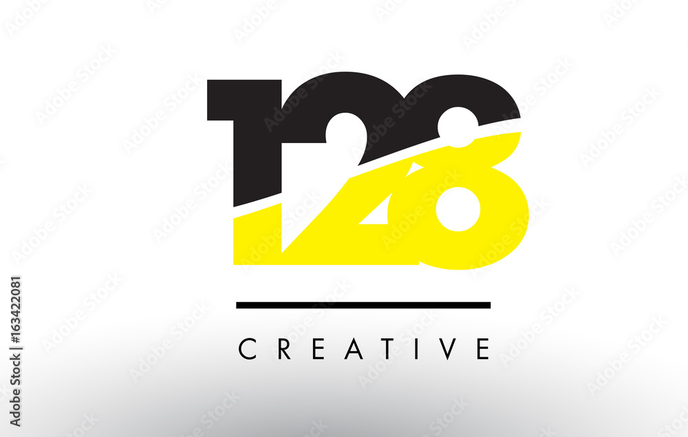128 Black and Yellow Number Logo Design. 128 Black and Yellow Number Logo Design.