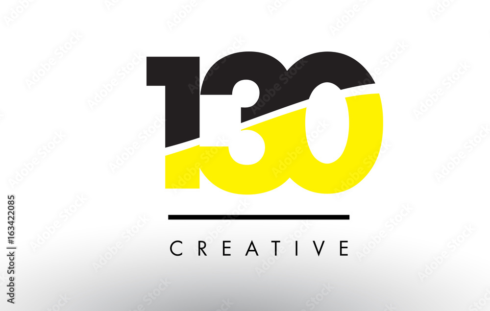 130 Black and Yellow Number Logo Design.