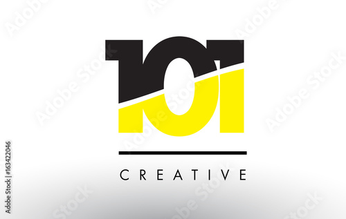 101 Black and Yellow Number Logo Design.