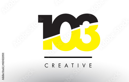 103 Black and Yellow Number Logo Design.