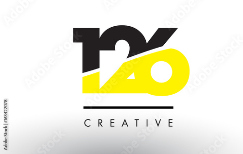126 Black and Yellow Number Logo Design.