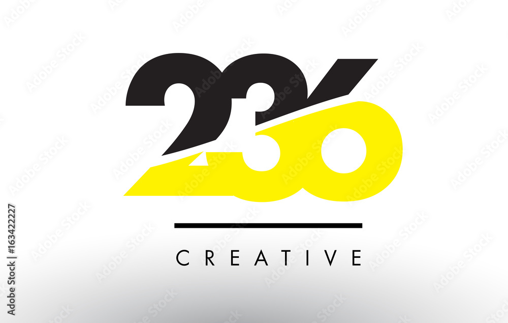 236 Black and Yellow Number Logo Design.