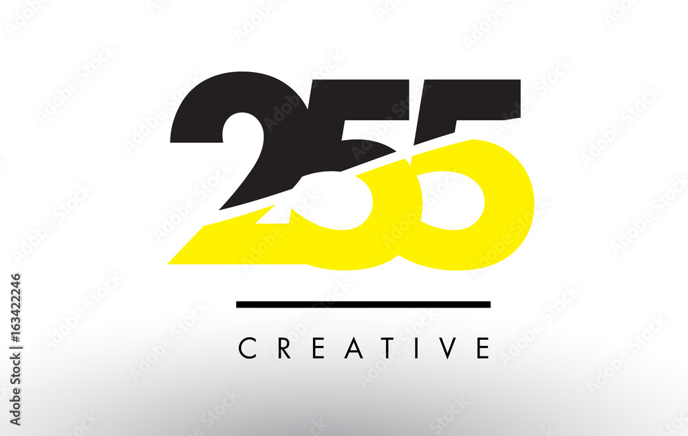 255 Black and Yellow Number Logo Design.