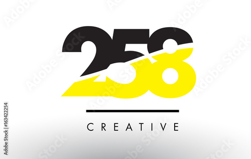 258 Black and Yellow Number Logo Design.