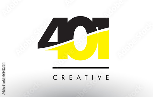 401 Black and Yellow Number Logo Design.