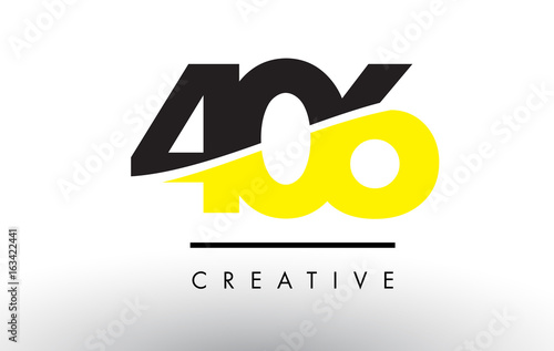 406 Black and Yellow Number Logo Design.