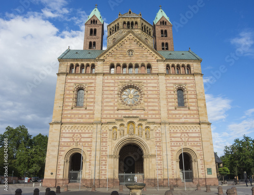 Speyer, Germany. The facade of the Cathedral officially named the Imperial Cathedral Basilica of the Assumption and St Stephen
