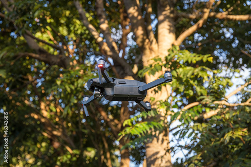 Drone flying in the rainforest