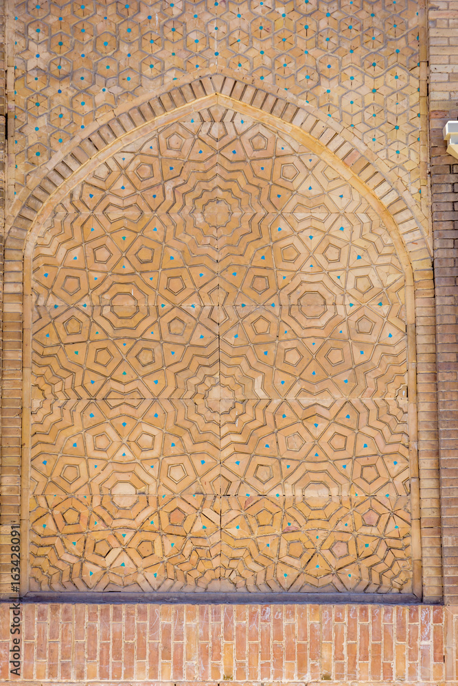 Ornamenst in tiles in Bukhara, Uzbekistan