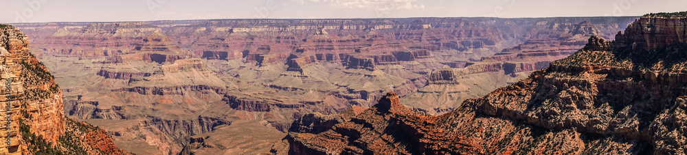 Rocky cliffs of the Grand Canyon. Grand Canyon Village, Arizona. Picturesque panorama