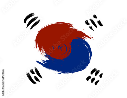Grunge South Korea flag. Republic of Korea. Vector illustration