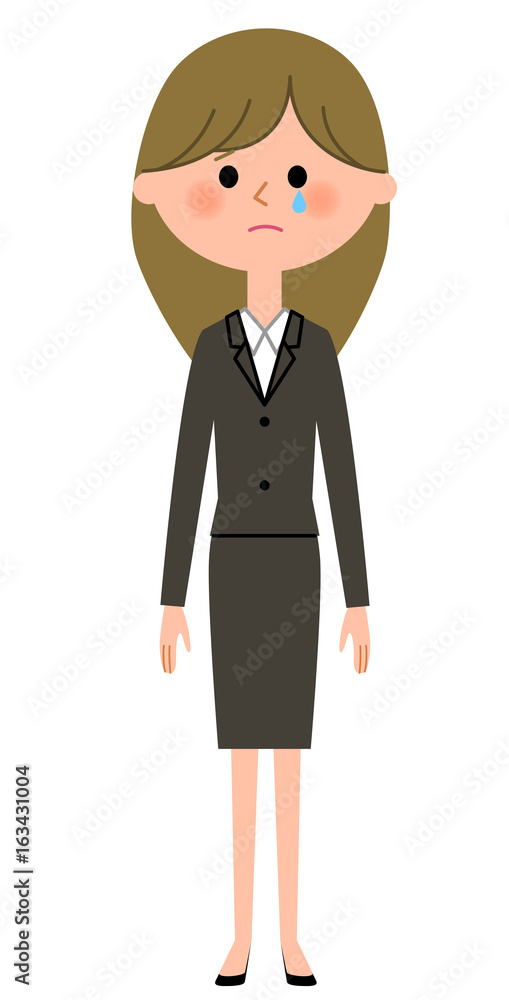 スーツの女性　泣く