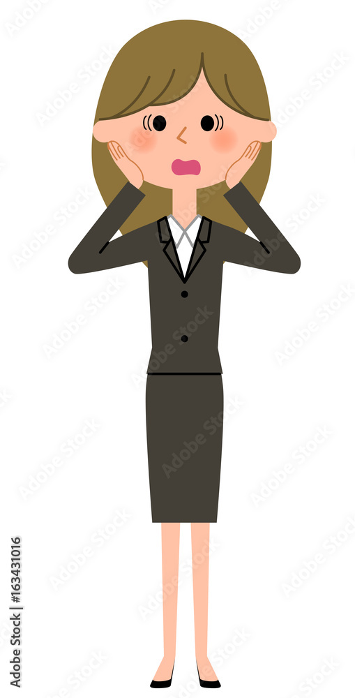 スーツの女性　慌てる