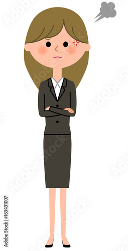 スーツの女性　怒る