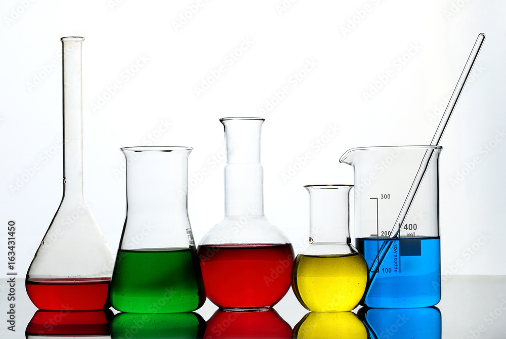 laboratory equipment over white laboratory equipment over white
