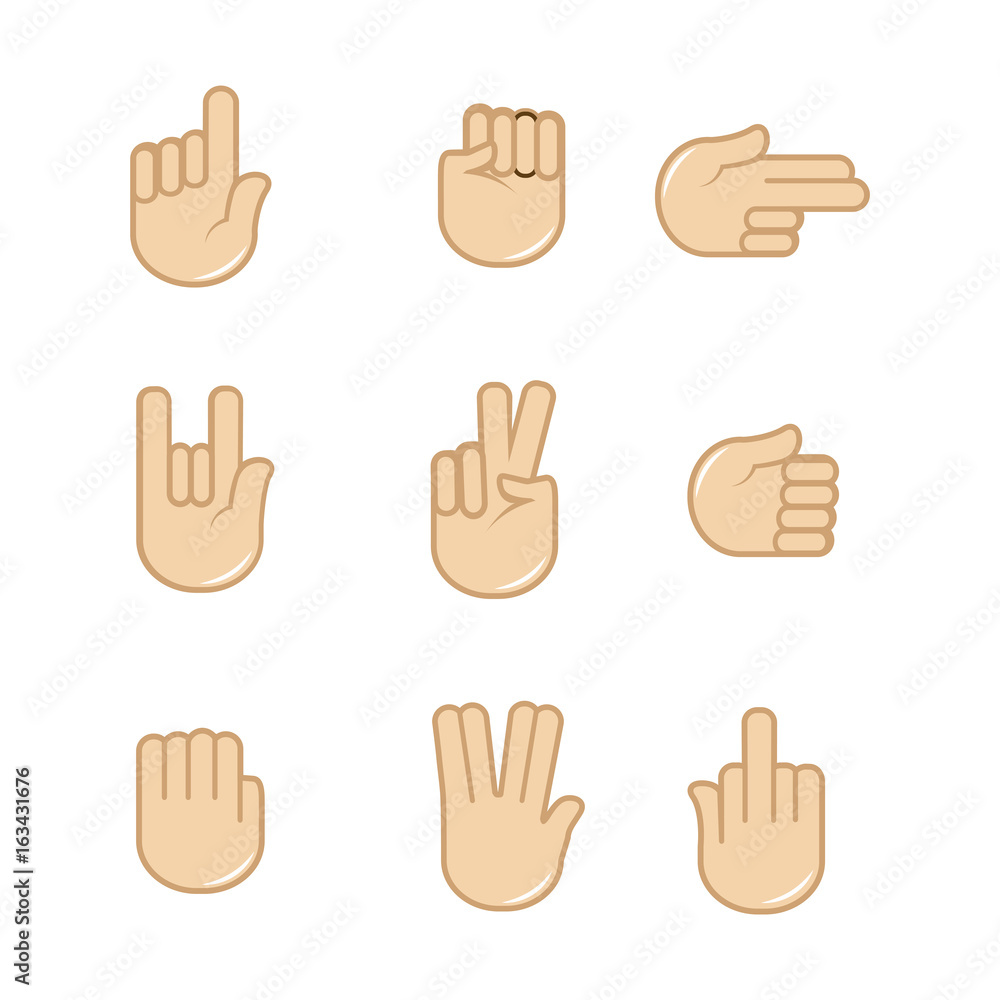 Fototapeta premium Vector set of hand gestures icons. Sign language.