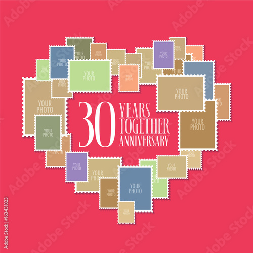 30 years of wedding or marriage vector icon, illustration