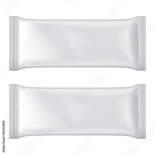 Set Of Ice Cream Package Mock-up, White Blank Plastic Pouch Snack Pack