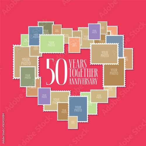 50 years of wedding or marriage vector icon, illustration