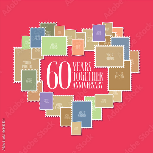 60 years of wedding or marriage vector icon, illustration