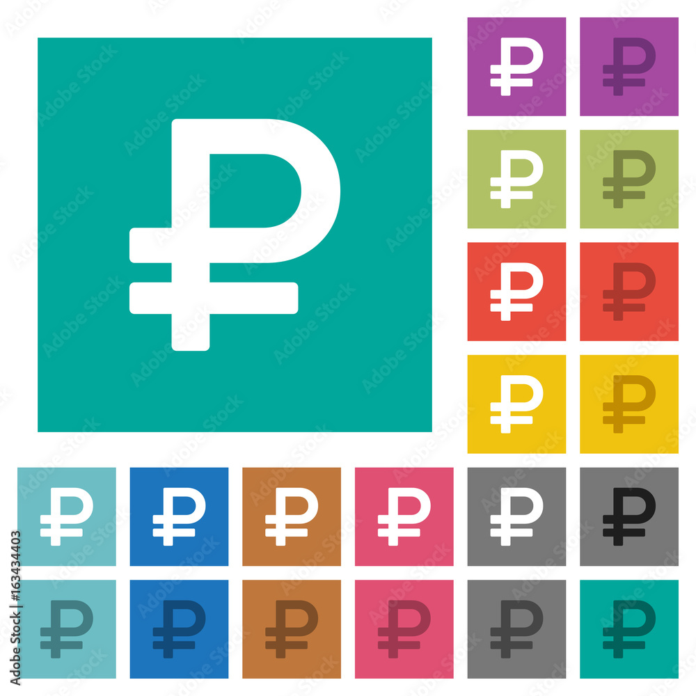 Obraz premium Ruble sign square flat multi colored icons