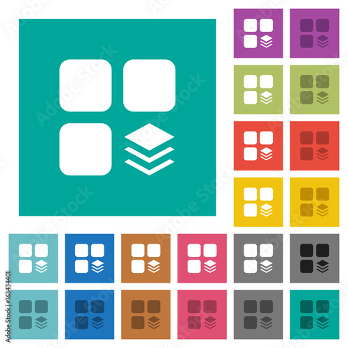 Multiple components square flat multi colored icons