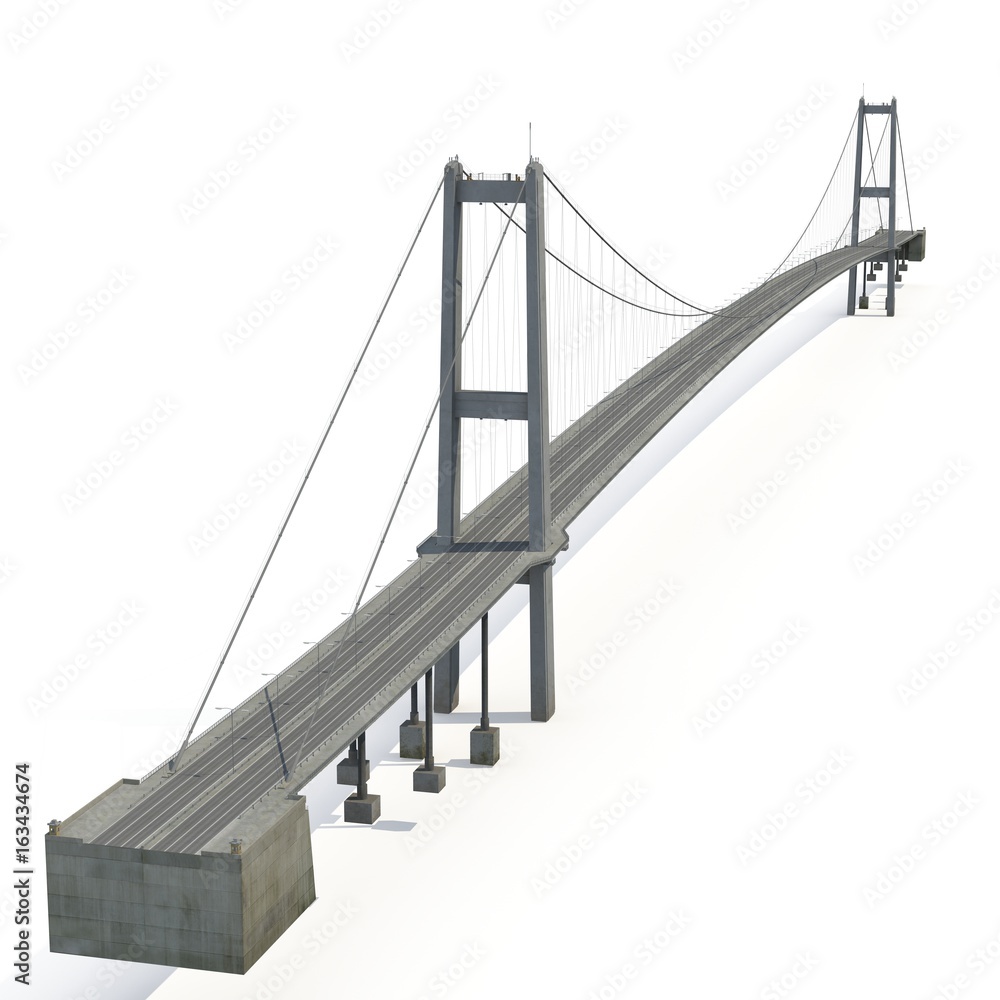 Bosphorus Bridge on white. 3D illustration
