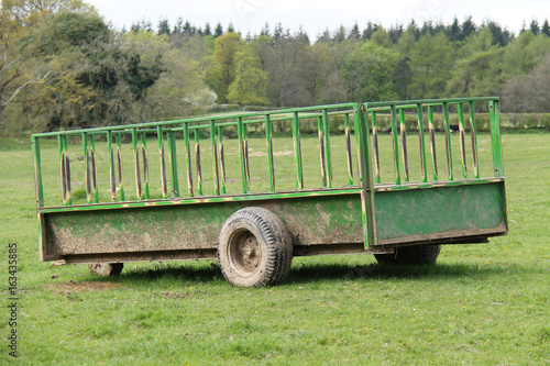 A Large Two Wheeled Metal Agricultural Farm Trailer. © daseaford