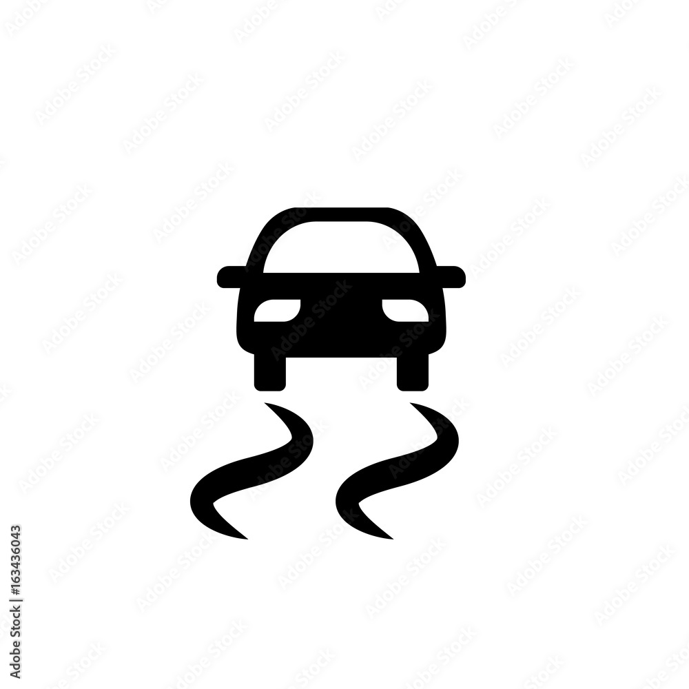 The slippery road dashboard icon. Car symbol. Flat design. Stock - Vector illustration The slippery road dashboard icon. Car symbol. Flat design. Stock - Vector illustration