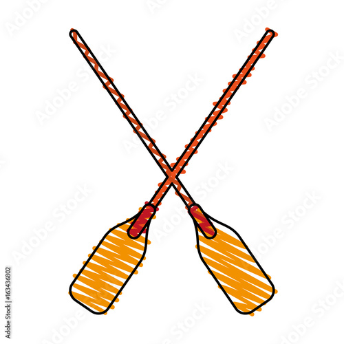 paddles doodle over white background vector illustration