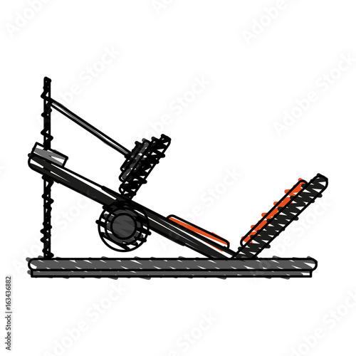 incline leg press doodle over white background vector illustration
