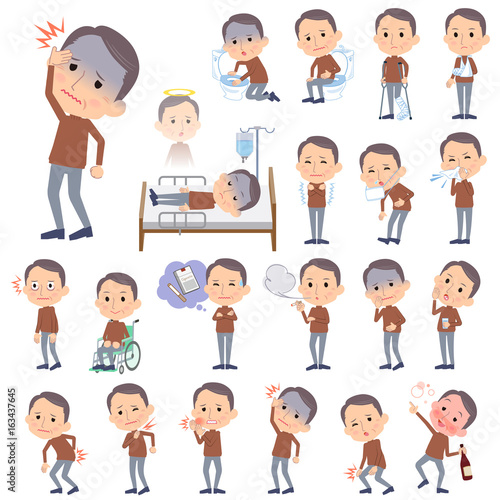 Brown high neck Middle aged man sickness