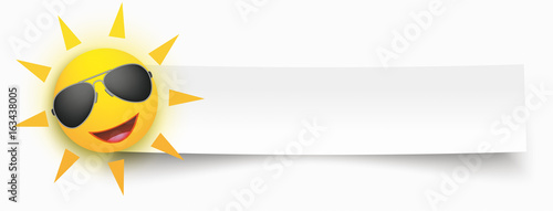 Schilderij op canvas Paper Banner Funny Sun Sunglasses