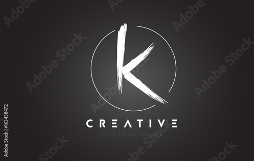 K Brush Letter Logo Design. Artistic Handwritten Letters Logo Concept.