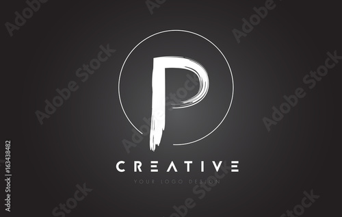 P Brush Letter Logo Design. Artistic Handwritten Letters Logo Concept.