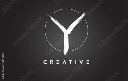 Y Brush Letter Logo Design. Artistic Handwritten Letters Logo Concept.