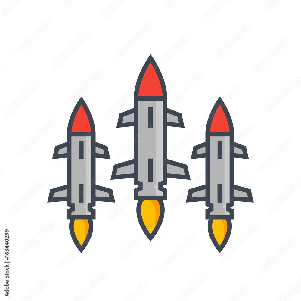 Ballistic missiles on white Ballistic missiles on white