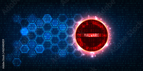 Malware and Secure Data Concept.Abstract Technology and Security with Binary code Background