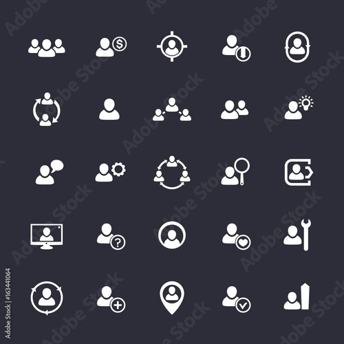 Human resources icons, HR, staff, customers