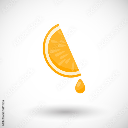 Orange segment with drop of juice vector flat icon