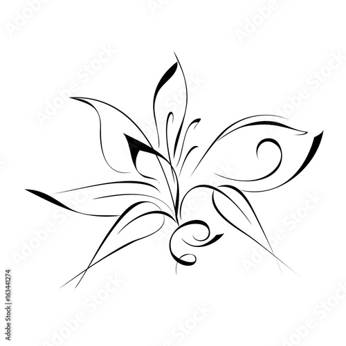 ornament 53. stylized flower in black lines on a white background