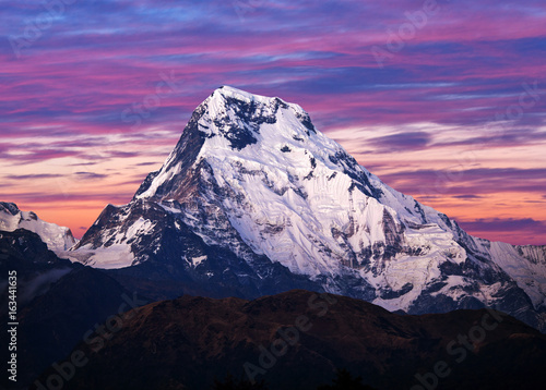 Panorama of Annapurna South peak, also called Annapurna Dakshin or Moditse, Nepal Himalaya