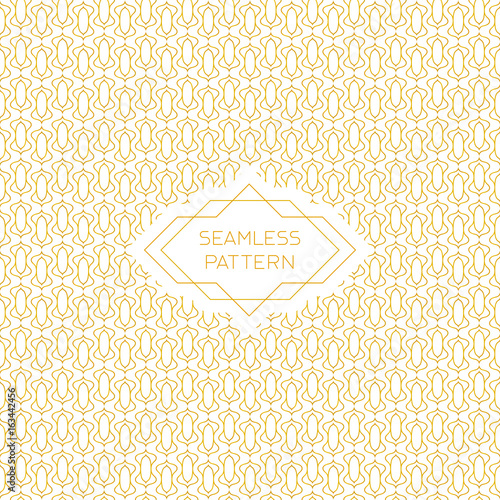 Vector seamless pattern with outline style frame in golden colors