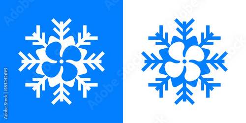 Icono plano helice en simbolo frio azul y blanco