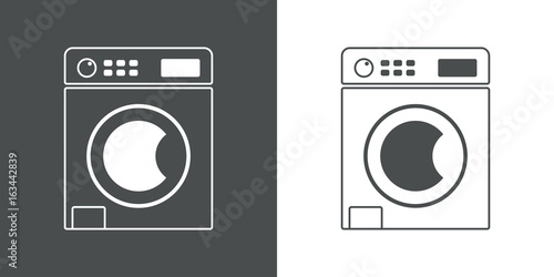 Icono plano lavadora gris y blanco