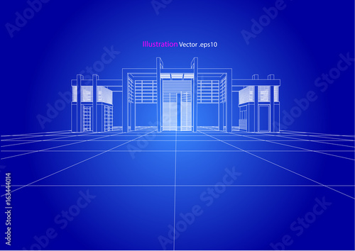 architecture abstract, 3d illustration, building structure vector