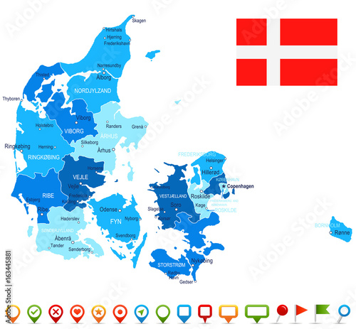 Denmark - map and flag illustration