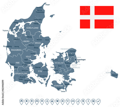 Denmark - map and flag illustration