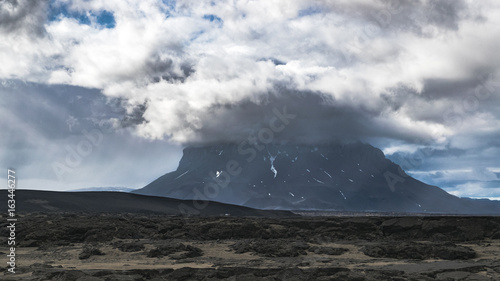 Herðubreið mountain in the clouds